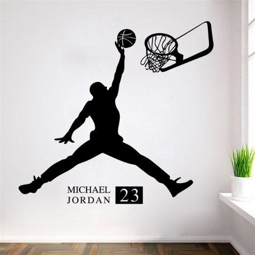 Lanue Michael Jordan Basketball Inspirational Jumpman Wall Sticker Quotes Vinyl Wall Decals Wall Mural Art Kids Children Room Decor