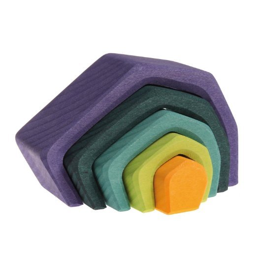 Grimm's Small Stone Caves Nesting Wooden Blocks Stacker, "Elements" of Nature: EARTH