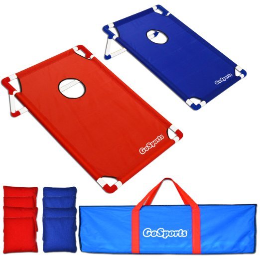 GoSports Portable PVC Framed CornHole Game Set with 8 Bean Bags and Carrying Case