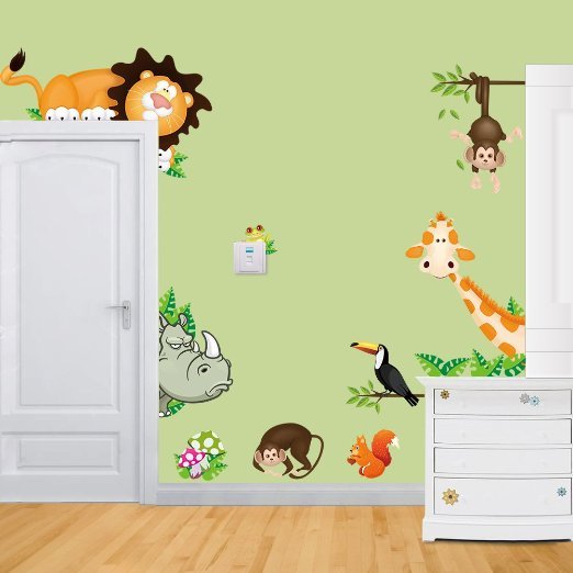 Rainbow Fox Forest Animals and Owls wall stickers Playing On Colorful Tree Removable Wall Stickers Home Decor stickers For Children's Room Nursery