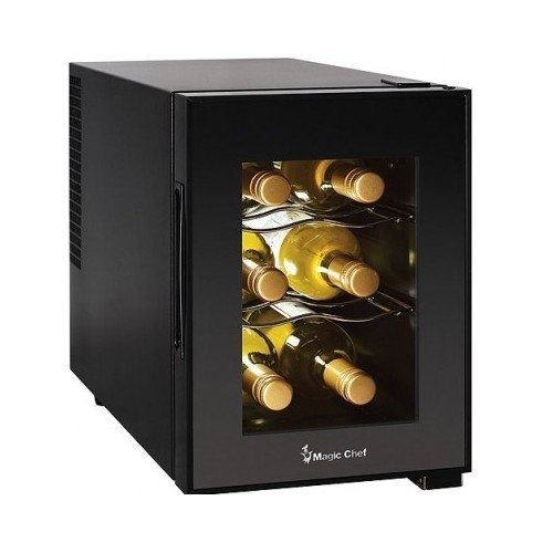 Compact 6 Bottle 2 Shelf Wine Cooler Cabinet Mini Refrigerator