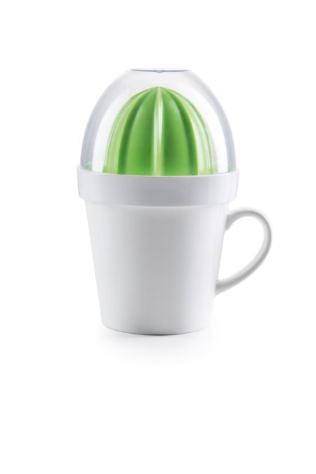 5-piece Set Citrus Juicer with Porcelain Mug for Easy Juicing of Limes, Lemons, Oranges, Looks Like a Cactus