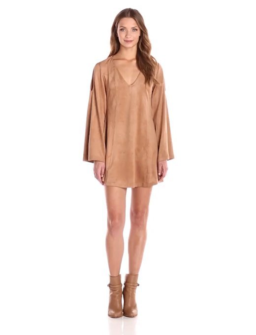 MINKPINK Women's Truth Potion Micro Suede Bell-Sleeve Dress