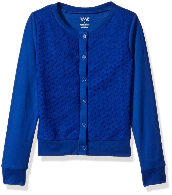 French Toast Girls' Lace Front Cardigan