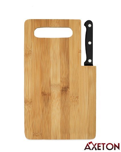 Axeton Bamboo Cutting Board, 9"inches with Built-in Knife set