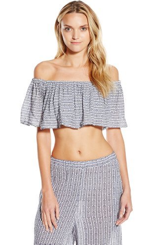 Mara Hoffman Women's Pinwheel Stripe Off-The-Shoulder Crop Top