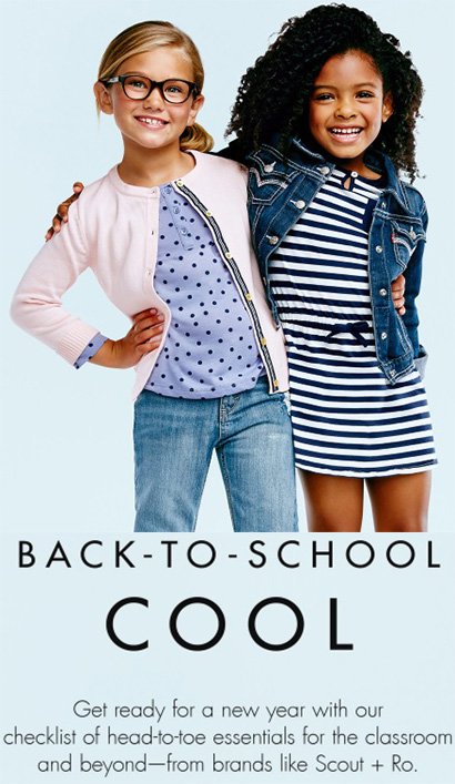 BACK-TO-SCHOOL COOL! Get ready for a new year with our checklist of head-to-toe essentials for the classrom and beyond-from brands like Scout + Ro.