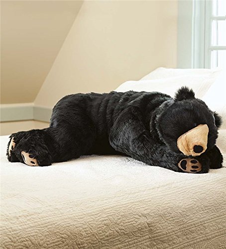 Super-Soft Bear Hug Body Pillow with Realistic Features in Black