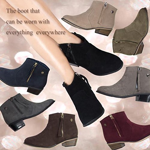 Women's Fashion Western Inspired Almond Pointy Toe Vegan Stacked Heel Ankle Booties 