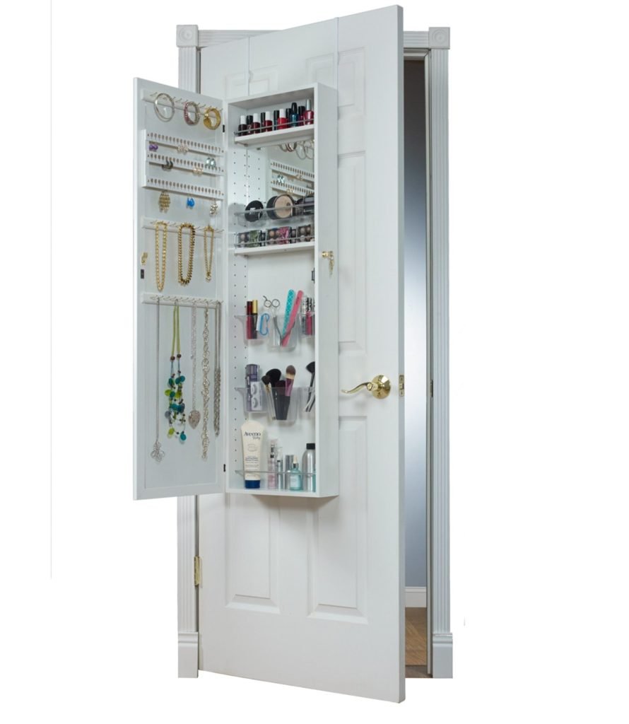 Mirrotek Over The Door Combination Jewelry and Makeup Armoire, White 