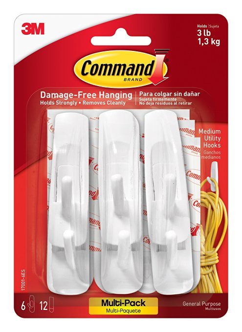 Command Utility Hooks Value Pack, Medium, White, 6-Hooks 