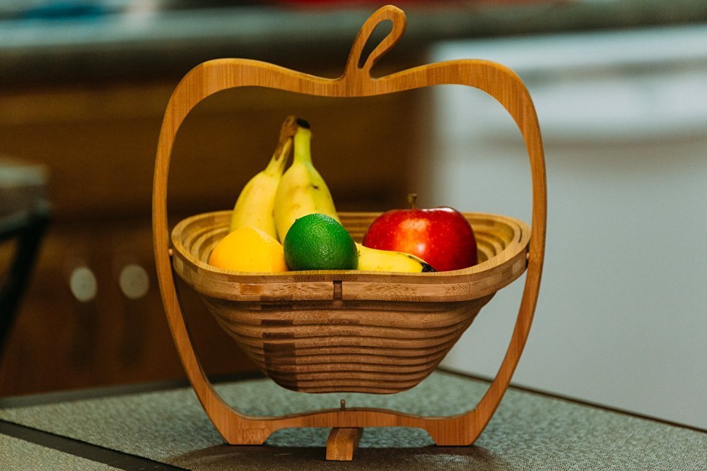 Collapsible Bamboo Apple Shaped Fruit and Veggie Basket