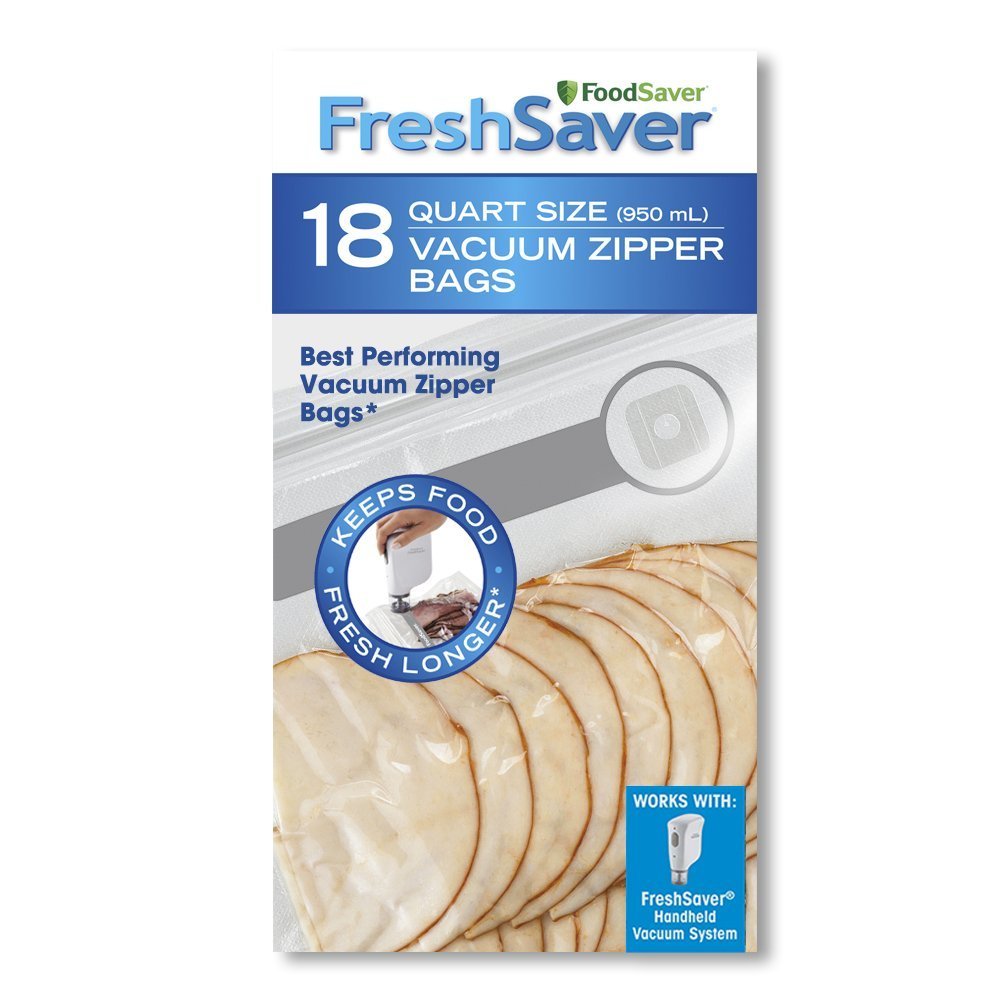 FoodSaver Quart-Sized Vacuum Zipper Bags with unique multi layer construction, BPA free, Pack of 18 