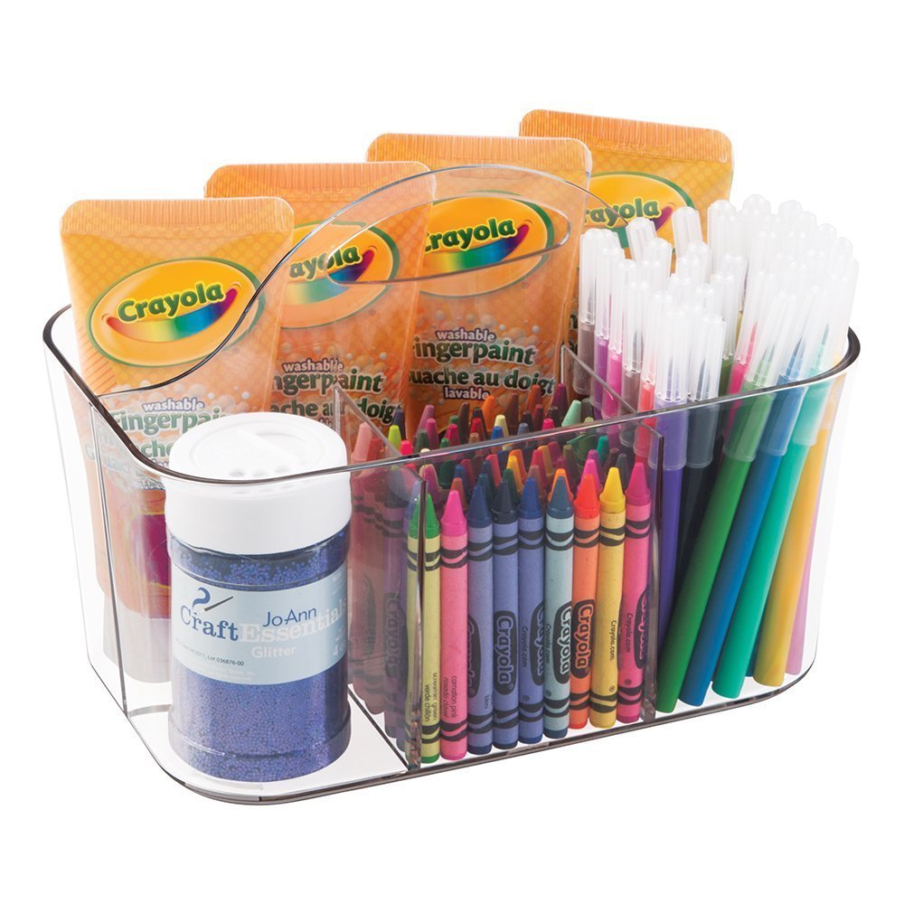 mDesign Art Supplies, Crafts, Crayons and Sewing Organizer Tote