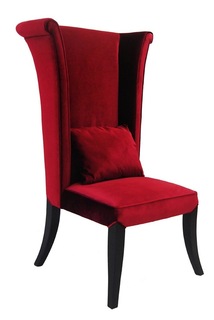 Armen Living Mad Hatter Dining Chair, Red Velvet