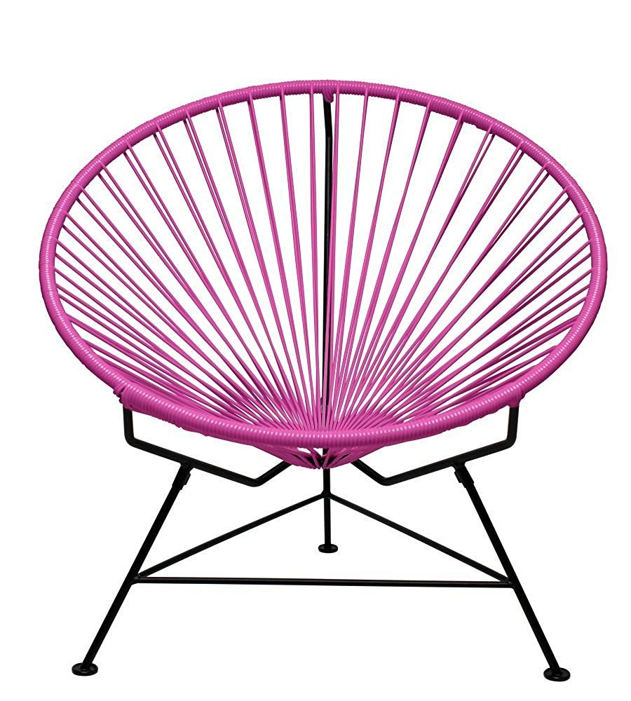 Innit Designs Innit Chair, Pink Weave on Black Frame