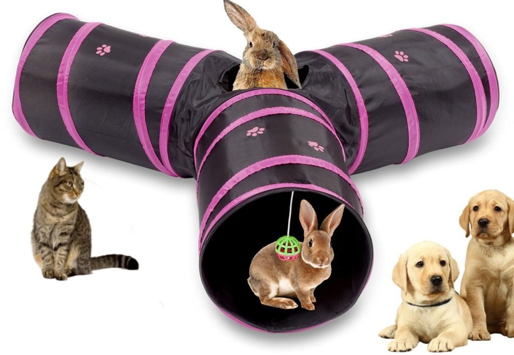 Prosper Pet Cat Tunnel - Collapsible 3 Way Play Toy - Tube Fun for Rabbits, Kittens, and Dogs