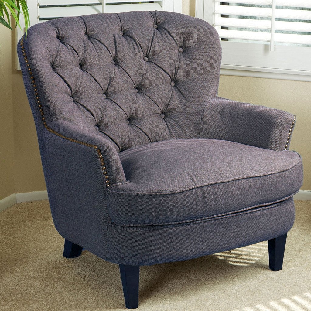 Alfred Tufted Grey Fabric Club Chair