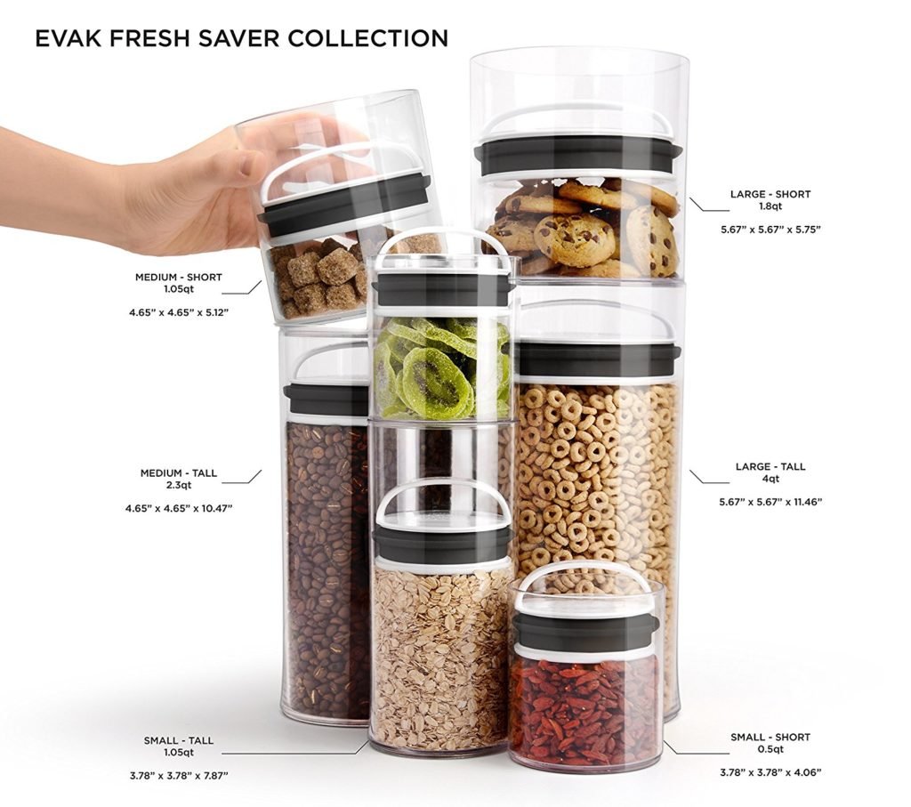 Evak Best Airless Storage Canisters, Patented & Designed in USA