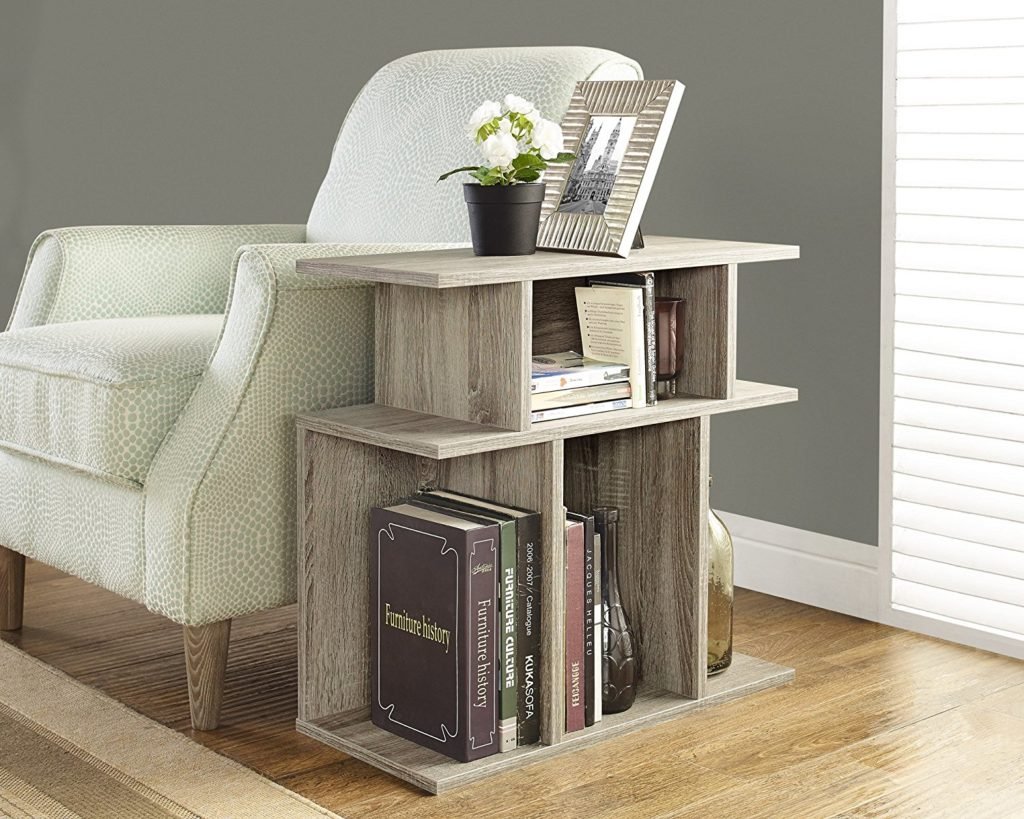 Monarch Specialties Dark Taupe Reclaimed-Look Accent Side Table